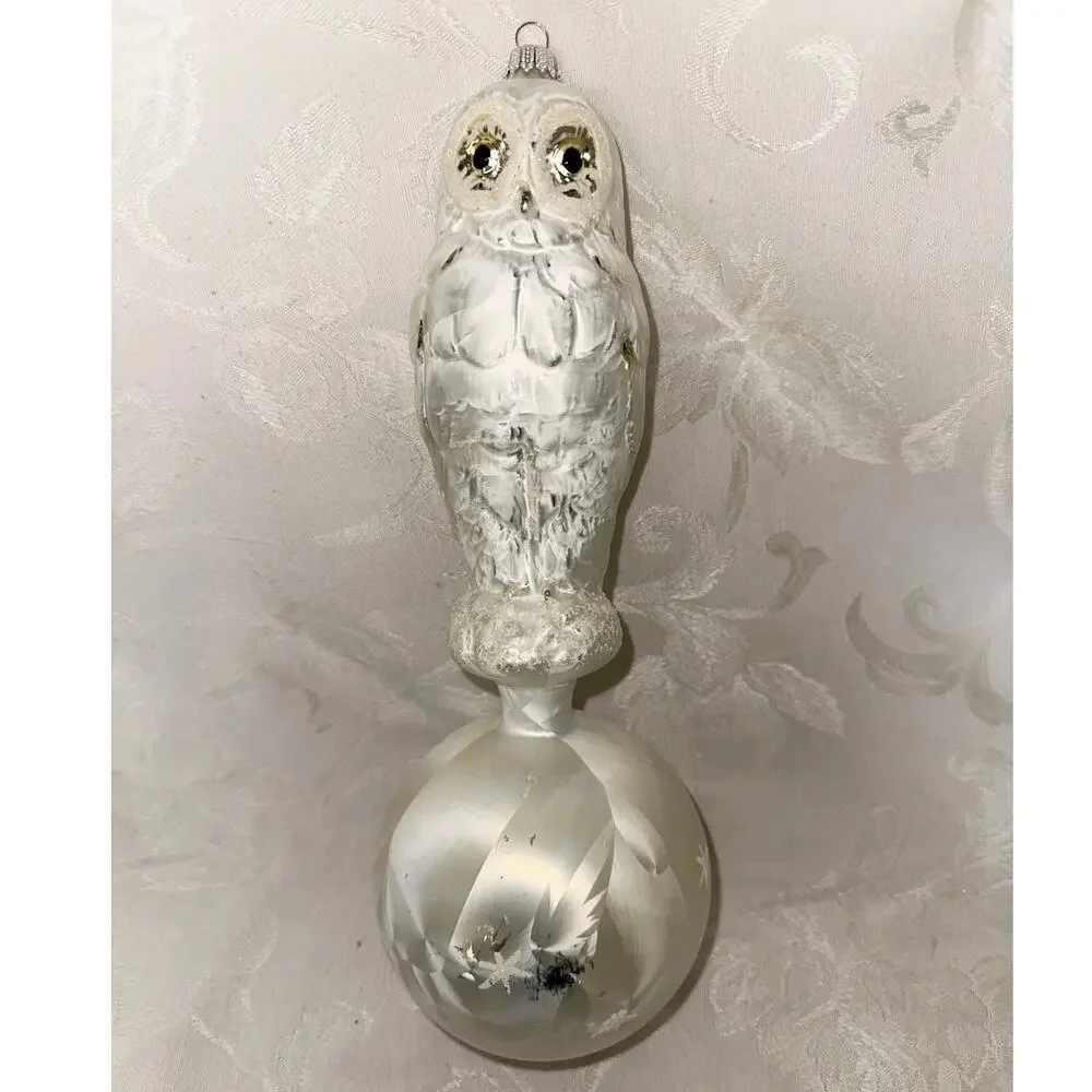 RARE Limited Edition 400 Years LAUSCHA Snowy Owl on Ball Glass Ornament 214/400